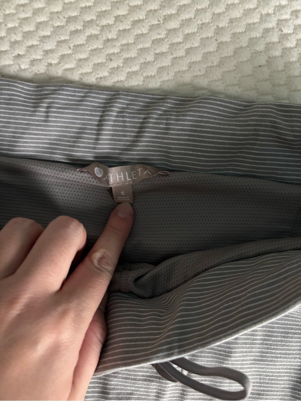 Athleta Light Gray Ribbed Drawstring Mini Skirt - Picture 3 of 6
